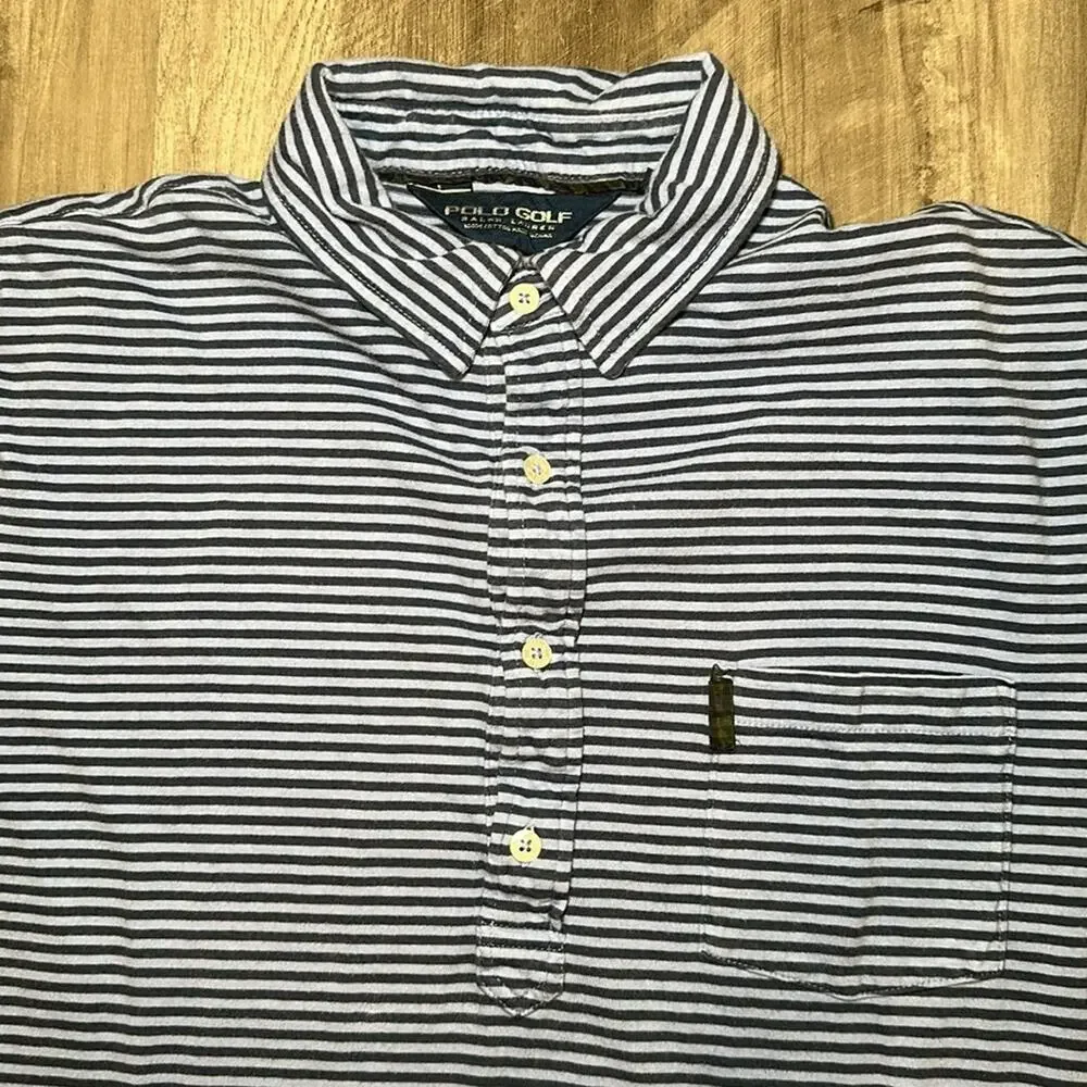 Ralph Lauren Vintage Polo Golf Striped Pocket Polo - Medium
